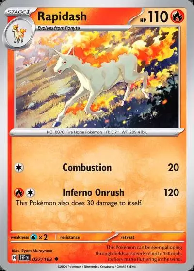 Rapidash 27/162 Temporal Forces Pokemon card