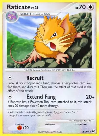 Raticate 29/99 Arceus Pokemon card
