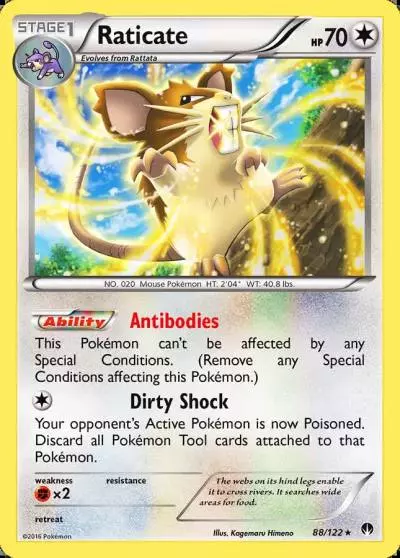 Raticate 88/122 BREAKpoint Pokemon card