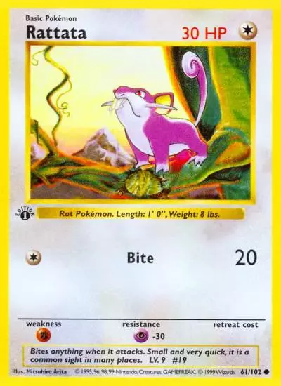 Rattata 61/102 Base Pokemon card
