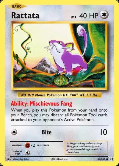 Rattata 66/108 Evolutions Pokemon card