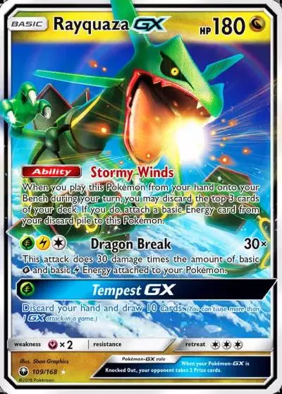 Rayquaza-GX 109/168 Celestial Storm Pokemon card