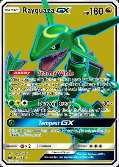 Rayquaza-GX 160/168 Celestial Storm Pokemon card
