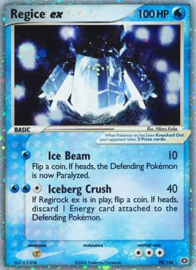 Regice ex 98/106 Emerald Pokemon card