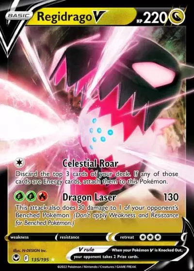 Regidrago V 135/195 Silver Tempest Pokemon card