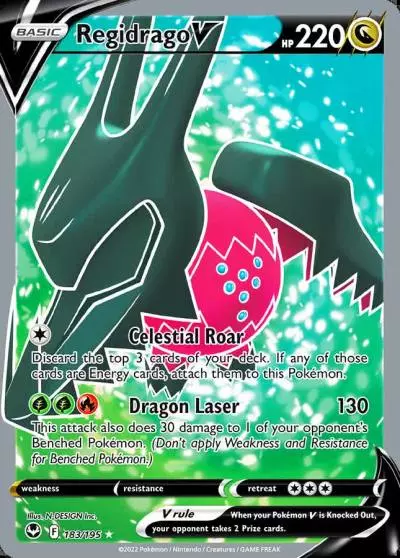 Regidrago V 183/195 Silver Tempest Pokemon card