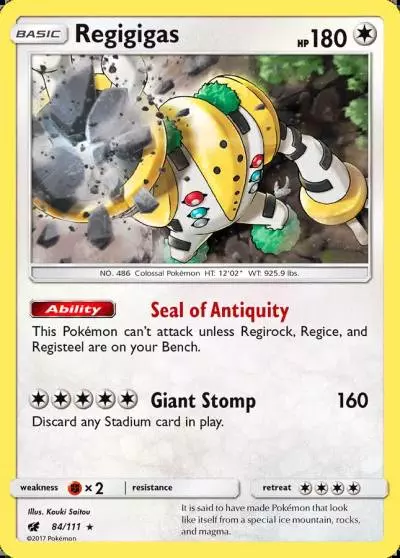 Regigigas 84/111 Crimson Invasion Pokemon card