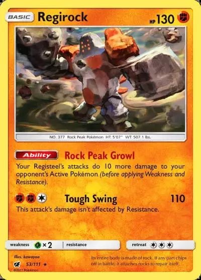 Regirock 53/111 Crimson Invasion Pokemon card