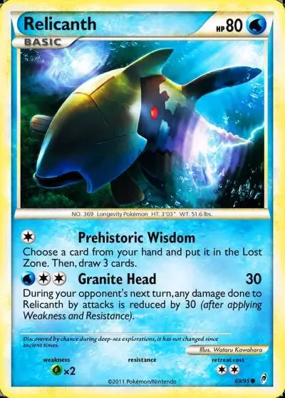 Relicanth 69/95 Call of Legends Pokemon card