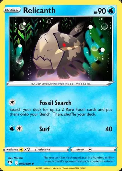 Relicanth 40/189 Darkness Ablaze Pokemon card