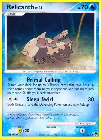 Relicanth 51/106 Great Encounters Pokemon card