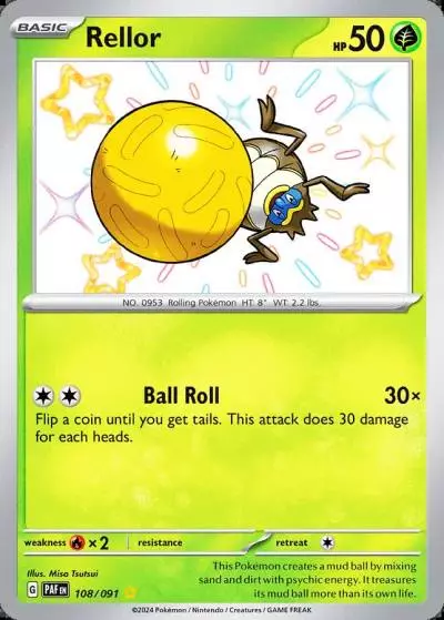 Rellor 108/91 Paldean Fates Pokemon card