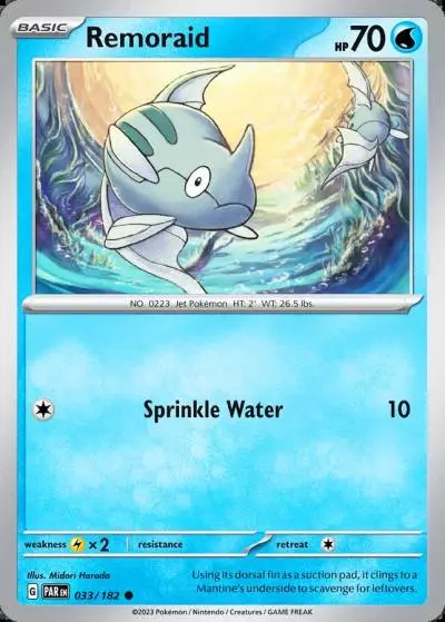 Remoraid 33/182 Paradox Rift Pokemon card
