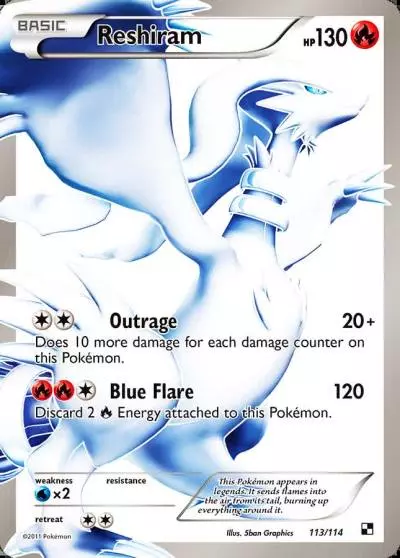Reshiram 113/114 Black & White Pokemon card