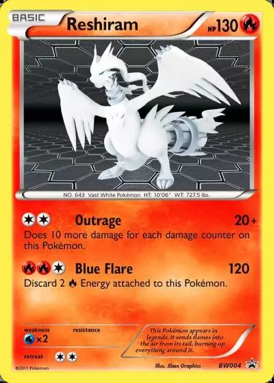 Reshiram BW004/101 BW Black Star Promos Pokemon card
