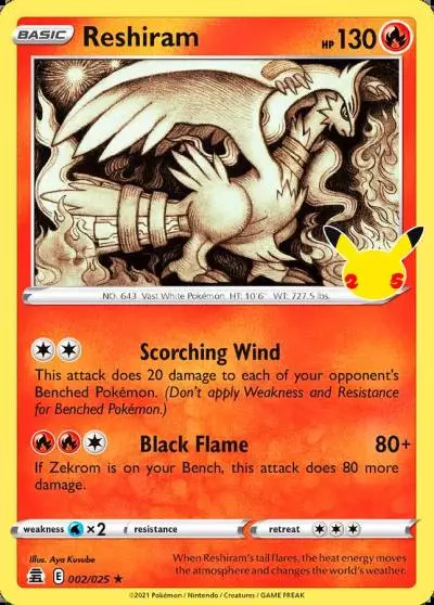 Reshiram 2/25 Celebrations Pokemon card