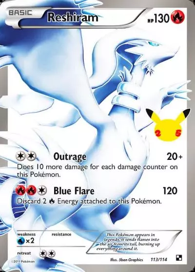 Reshiram 113/25 Celebrations: Classic Collection Pokemon card