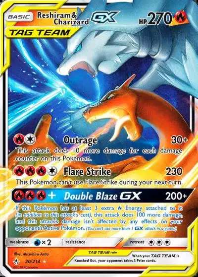 Reshiram & Charizard-GX 20/214 Unbroken Bonds Pokemon card