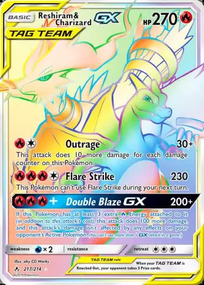 Reshiram & Charizard-GX 217/214 Unbroken Bonds Pokemon card