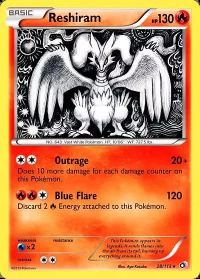 Reshiram 28/113 Legendary Treasures Pokemon card