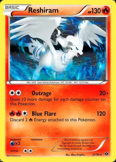 Reshiram 21/99 Next Destinies Pokemon card