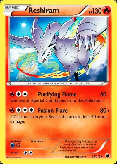 Reshiram 17/116 Plasma Freeze Pokemon card