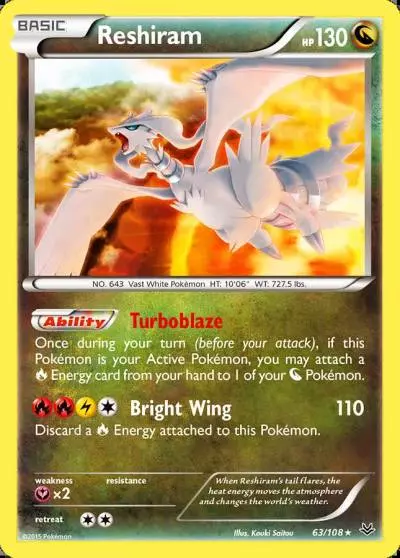 Reshiram 63/108 Roaring Skies Pokemon card