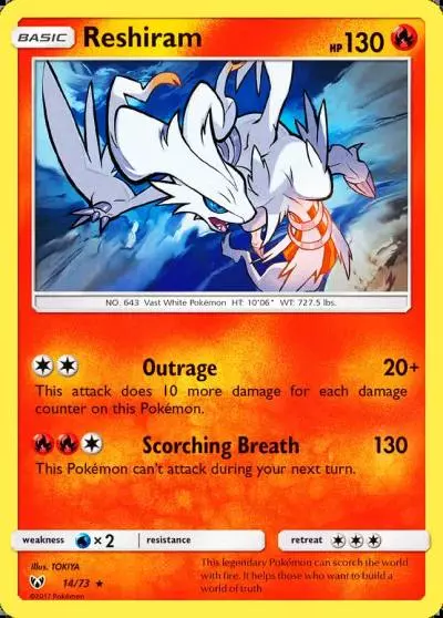Reshiram 14/73 Shining Legends Pokemon card
