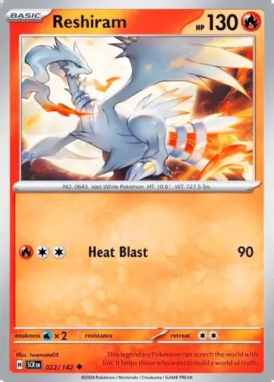 Reshiram 22/142 Stellar Crown Pokemon card