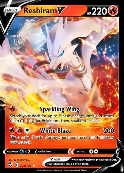 Reshiram V 24/195 Silver Tempest Pokemon card