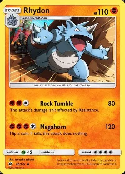 Rhydon 66/147 Burning Shadows Pokemon card
