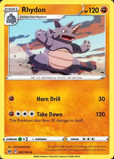 Rhydon 90/196 Lost Origin Pokemon card
