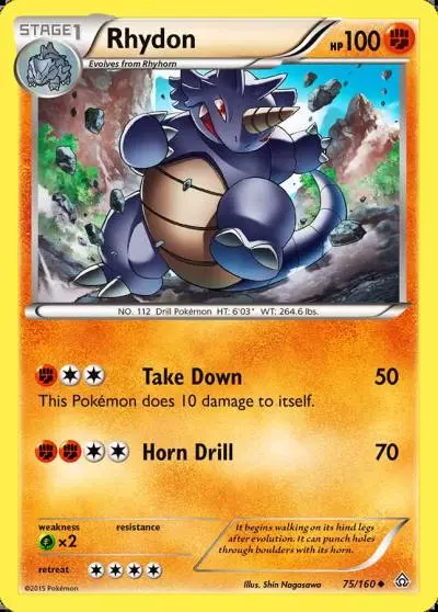Rhydon 75/160 Primal Clash Pokemon card