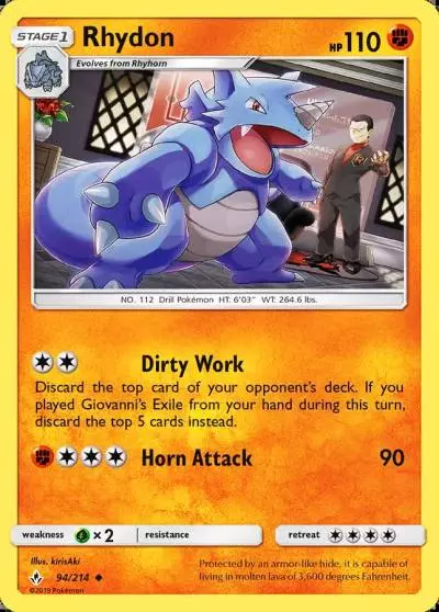 Rhydon 94/214 Unbroken Bonds Pokemon card