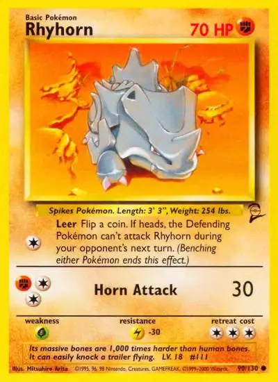 Rhyhorn 90/130 Base Set 2 Pokemon card