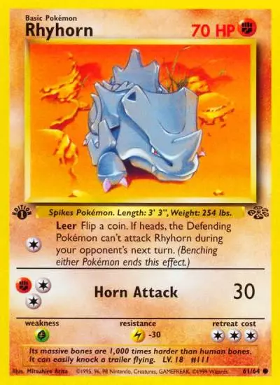 Rhyhorn 61/64 Jungle Pokemon card