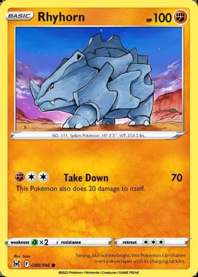 Rhyhorn 89/196 Lost Origin Pokemon card