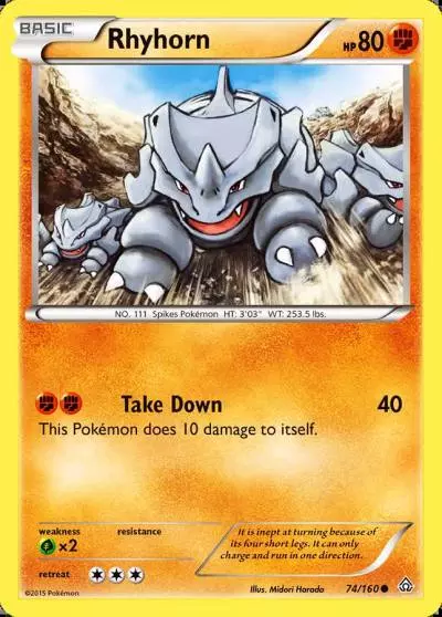Rhyhorn 74/160 Primal Clash Pokemon card