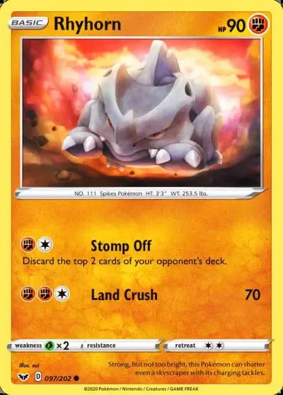Rhyhorn 97/202 Sword & Shield Pokemon card