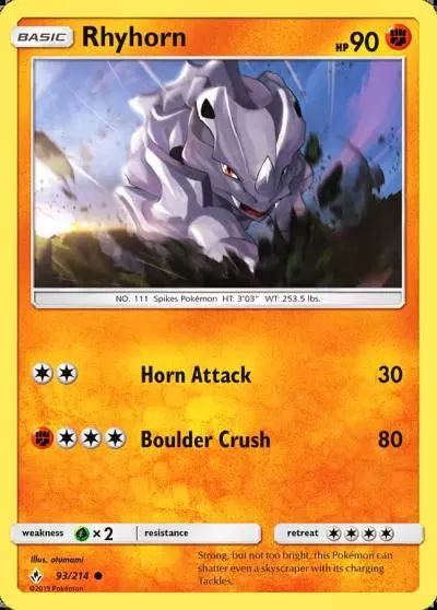Rhyhorn 93/214 Unbroken Bonds Pokemon card