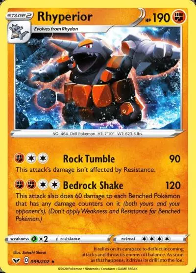 Rhyperior 99/202 Sword & Shield Pokemon card