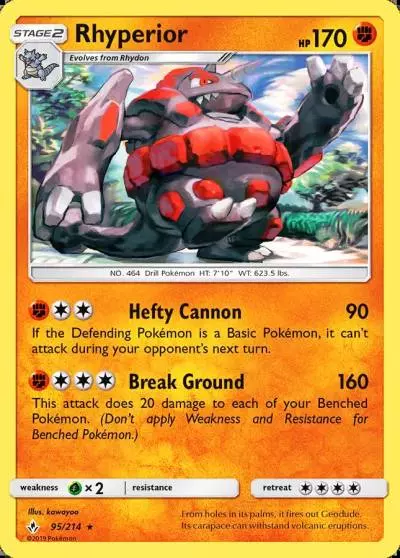 Rhyperior 95/214 Unbroken Bonds Pokemon card
