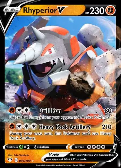 Rhyperior V 95/189 Darkness Ablaze Pokemon card
