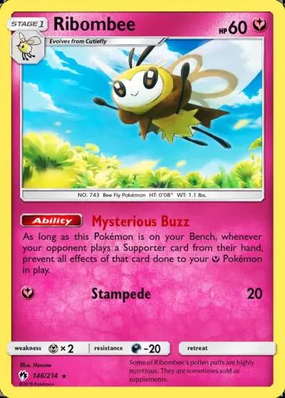 Ribombee 146/214 Lost Thunder Pokemon card
