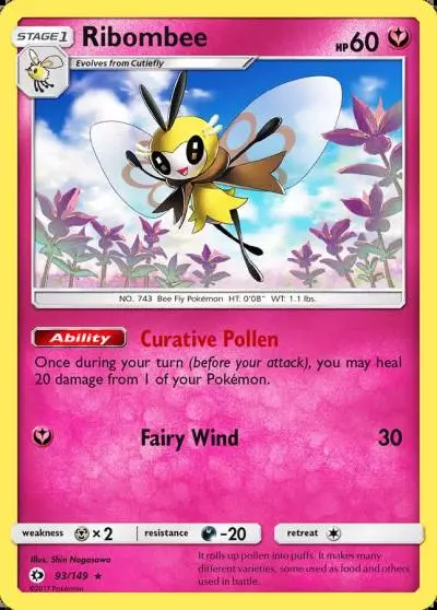 Ribombee 93/149 Sun & Moon Pokemon card