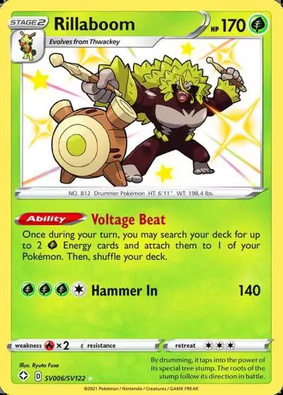 Rillaboom SV006/122 Shining Fates Shiny Vault Pokemon card