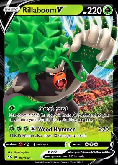 Rillaboom V 17/192 Rebel Clash Pokemon card