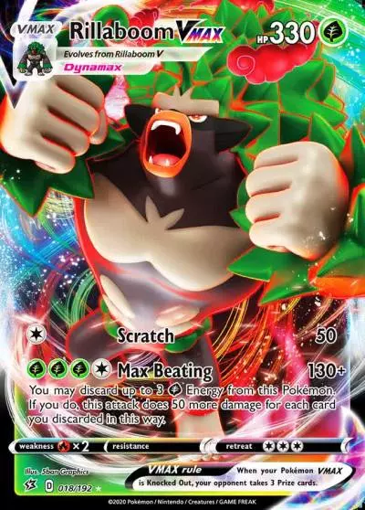 Rillaboom VMAX 18/192 Rebel Clash Pokemon card