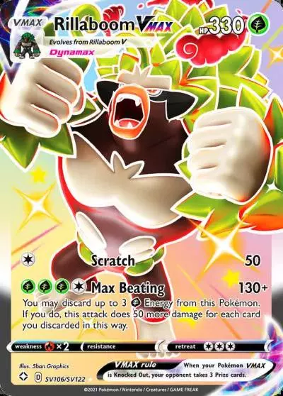 Rillaboom VMAX SV106/122 Shining Fates Shiny Vault Pokemon card