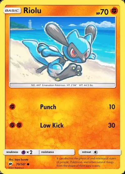 Riolu 70/147 Burning Shadows Pokemon card